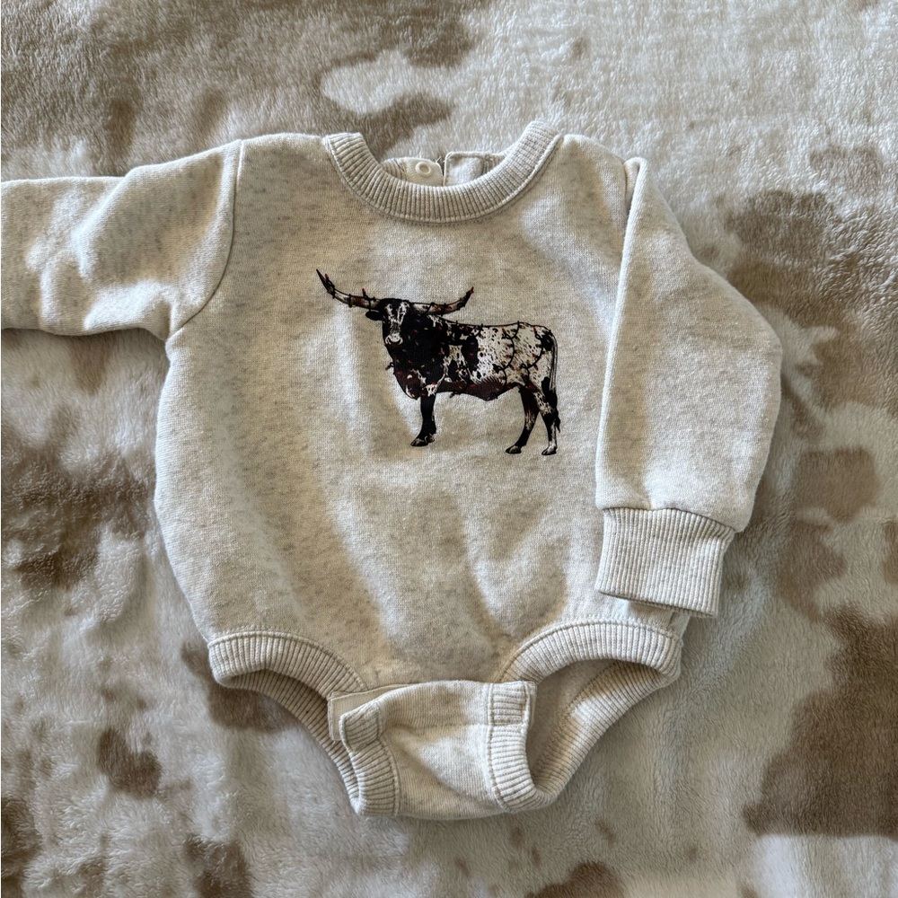 Longhorn with Lights Baby Crewneck Onesie